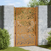 Cancello da giardino 100x150 cm in acciaio corten con design a foglia 4100966