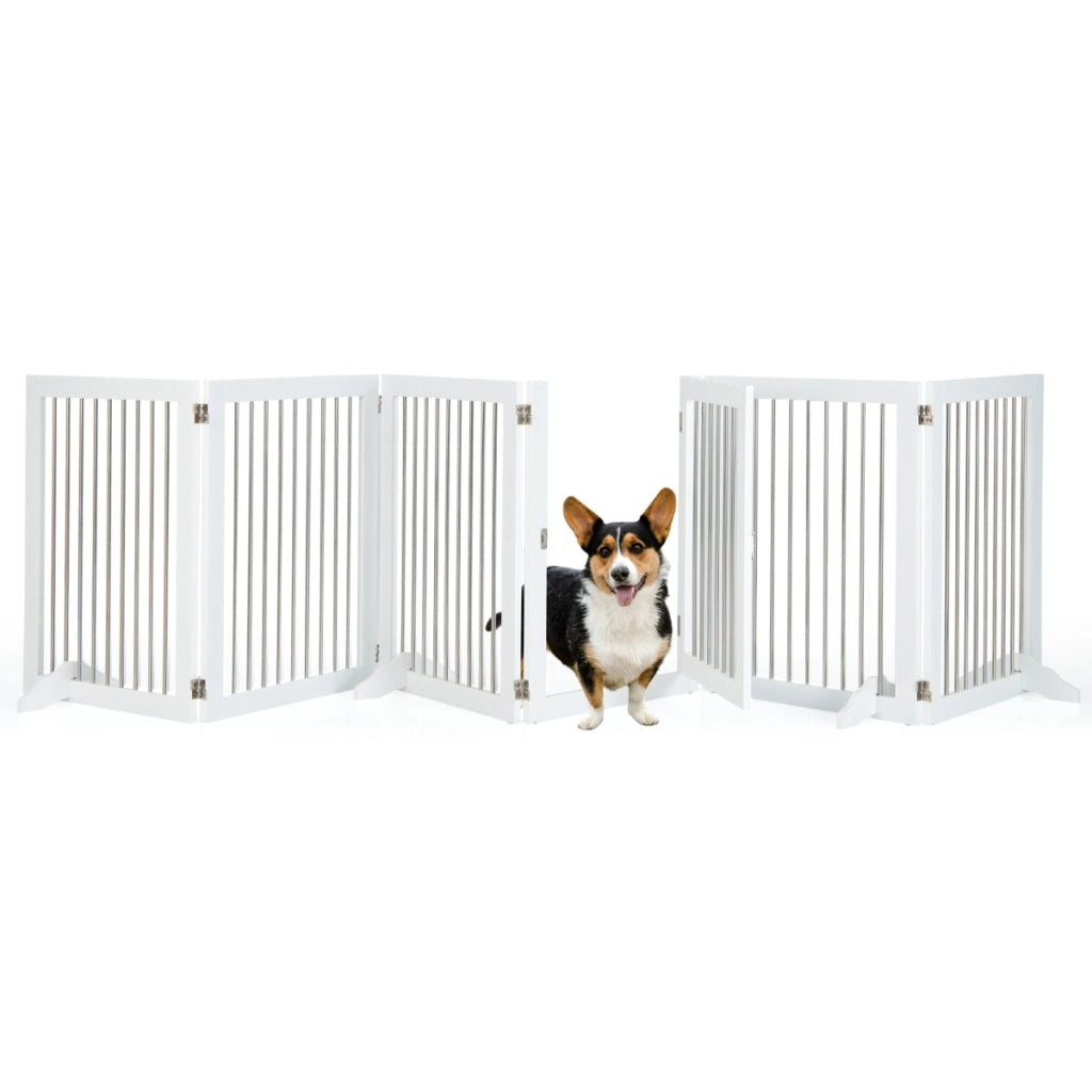 Recinzione per animali domestici con 6 pannelli, Box per animali domestici 366x80cm Bianco-Cancelli