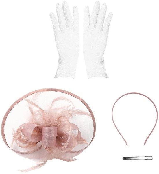 Cappello elegante per la sposa - Protezione per le dita - Cappello per donna - Cappello per cocktail party - Fucsia lotus - Orlo a sbuffo - Cappello