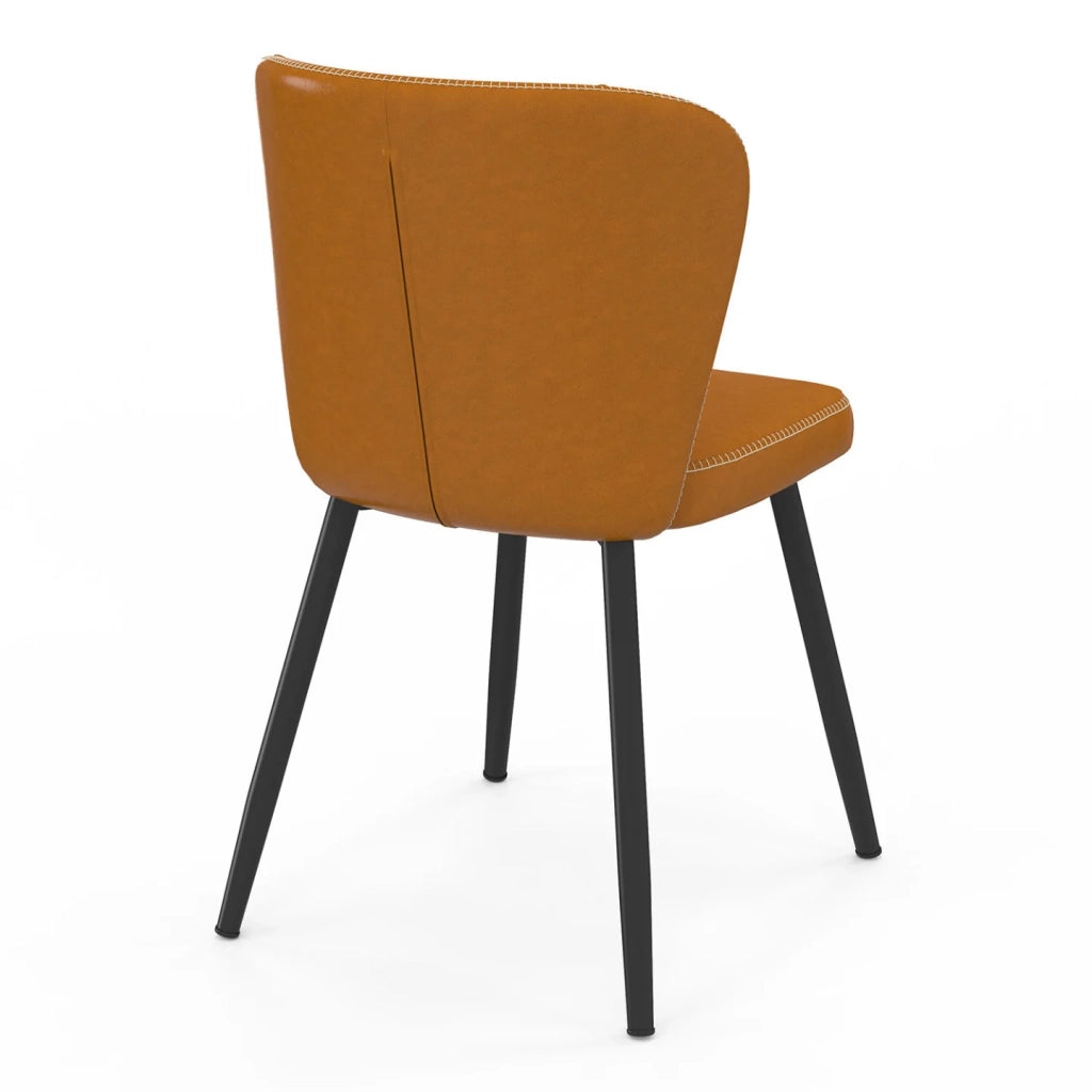 IDMarket - Set di 4 sedie ISAURE marroni con cuciture e gambe in metallo nero