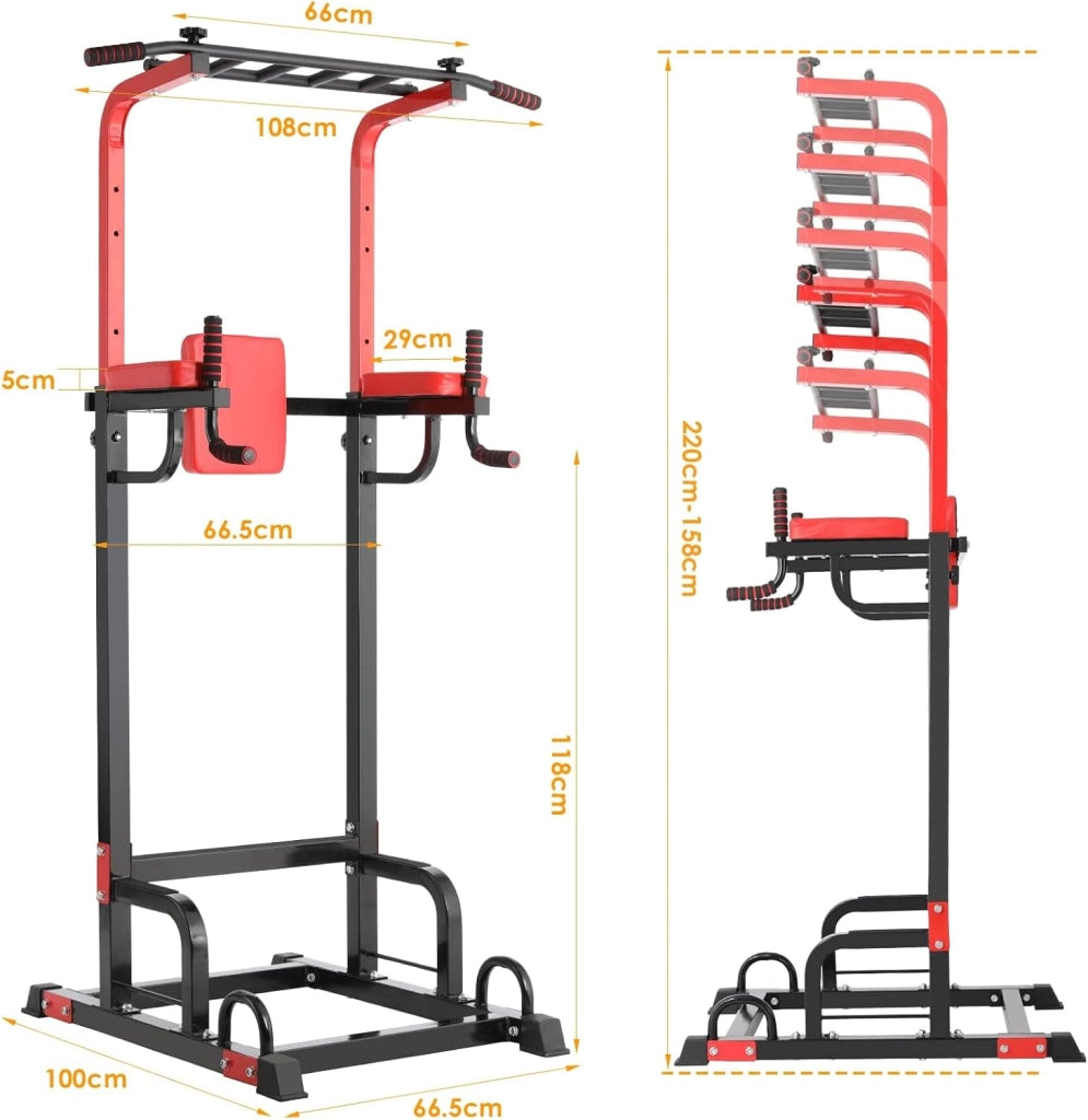 Power Tower Dip Station - Barra per trazioni, per interni | Attrezzature per trazioni multifunzionali per la casa, capacità di carico fino a 200 kg