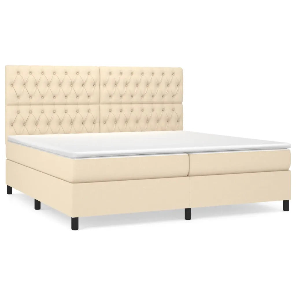 Giroletto a Molle con Materasso Crema 200x200 cm in Tessuto 3142046