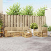 Set di divani da esterno 7 pcs Bianco e Beige Poliestere