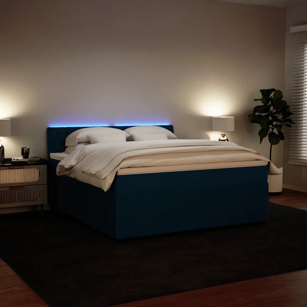 Giroletto a Molle con Materasso Blu 180x200 cm in Velluto