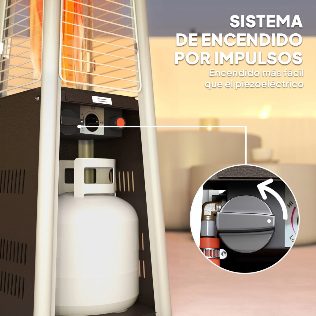 Stufa a Gas Butano Portatile 3000W ¨C zephmum ¨C Sistema Antivuelco, Accensione a Pressione, Colore Argento e Bronzo