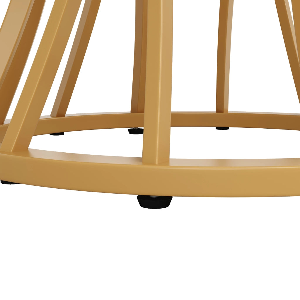 Tavolo da pranzo rotondo con piano in MDF effetto marmo e gambe in metallo, con piedini regolabili, 80 × 80 × 76 cm