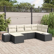 Set Divano da Giardino 6 pcs Nero e Crema polyrattan 3347127