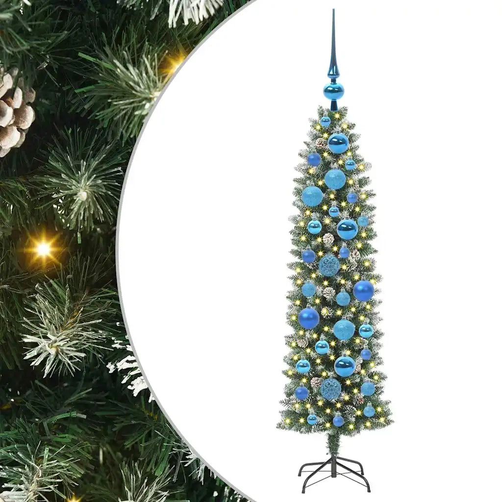 Albero di Natale Artificiale Sottile Verde e Bianco 120 cm 3395276