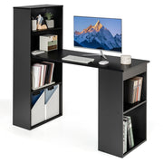 Scrivania per computer da 122cm con libreria, Postazione di studio moderna compatta con 6 ripiani Nero