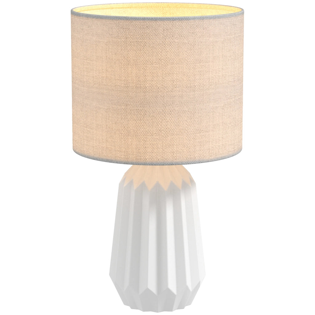 Lampada da tavolo con paralume in lino ¨C zephmum ¨C bianco 22x22x39 cm