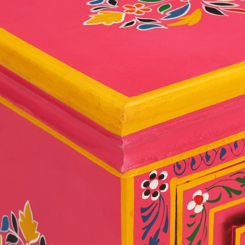 Credenza in Legno Massello di Mango Rosa Dipinta a Mano 244839