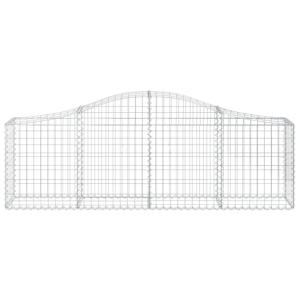 Cesto gabbione recinzione a gabbia muro di contenimento ad arco 200 x 30 x 60/80 cm ferro zincato argento 02_0040015