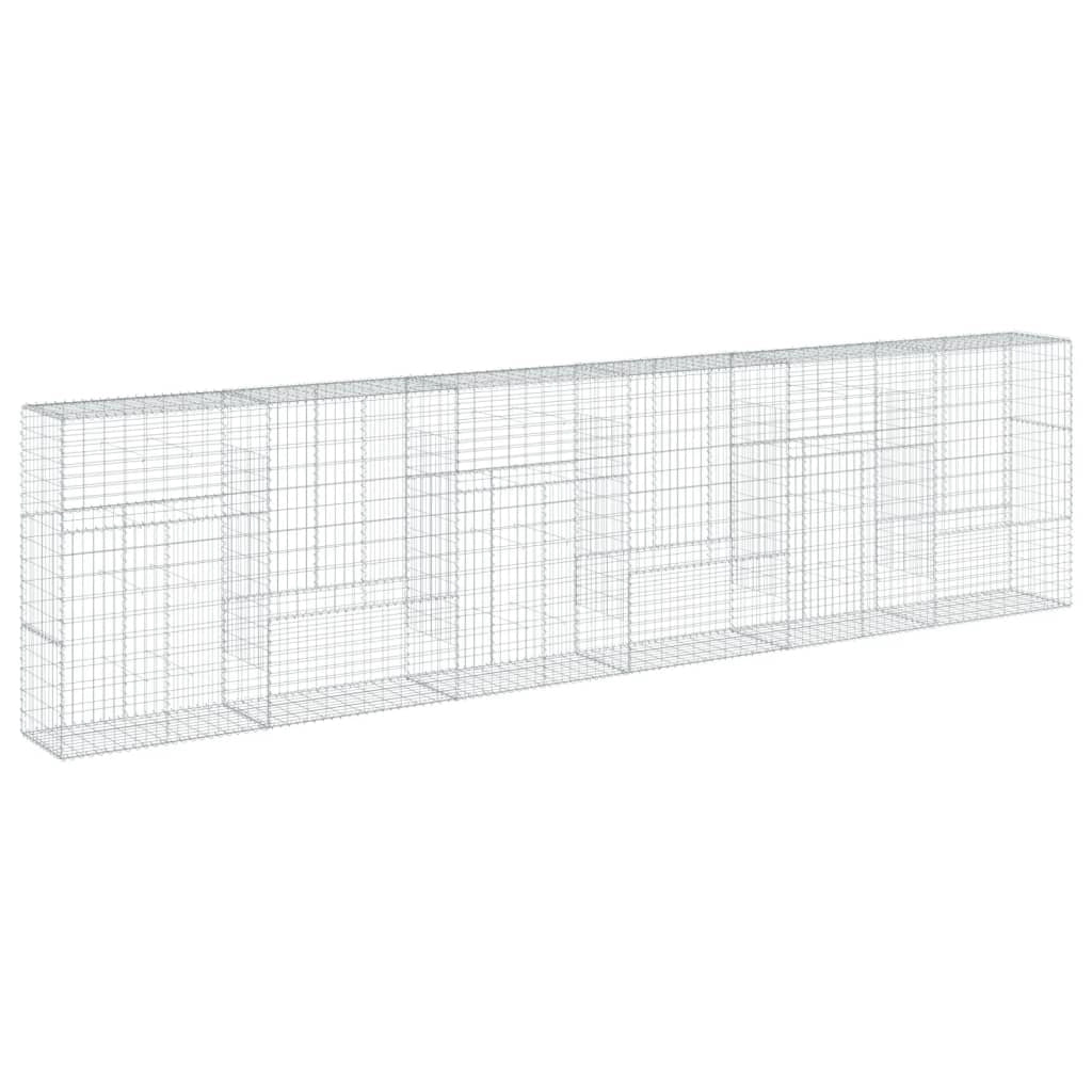 Gabbione recinto a gabbia muro di contenimento con coperchio 600 x 50 x 150 cm ferro zincato argento 02_0040184