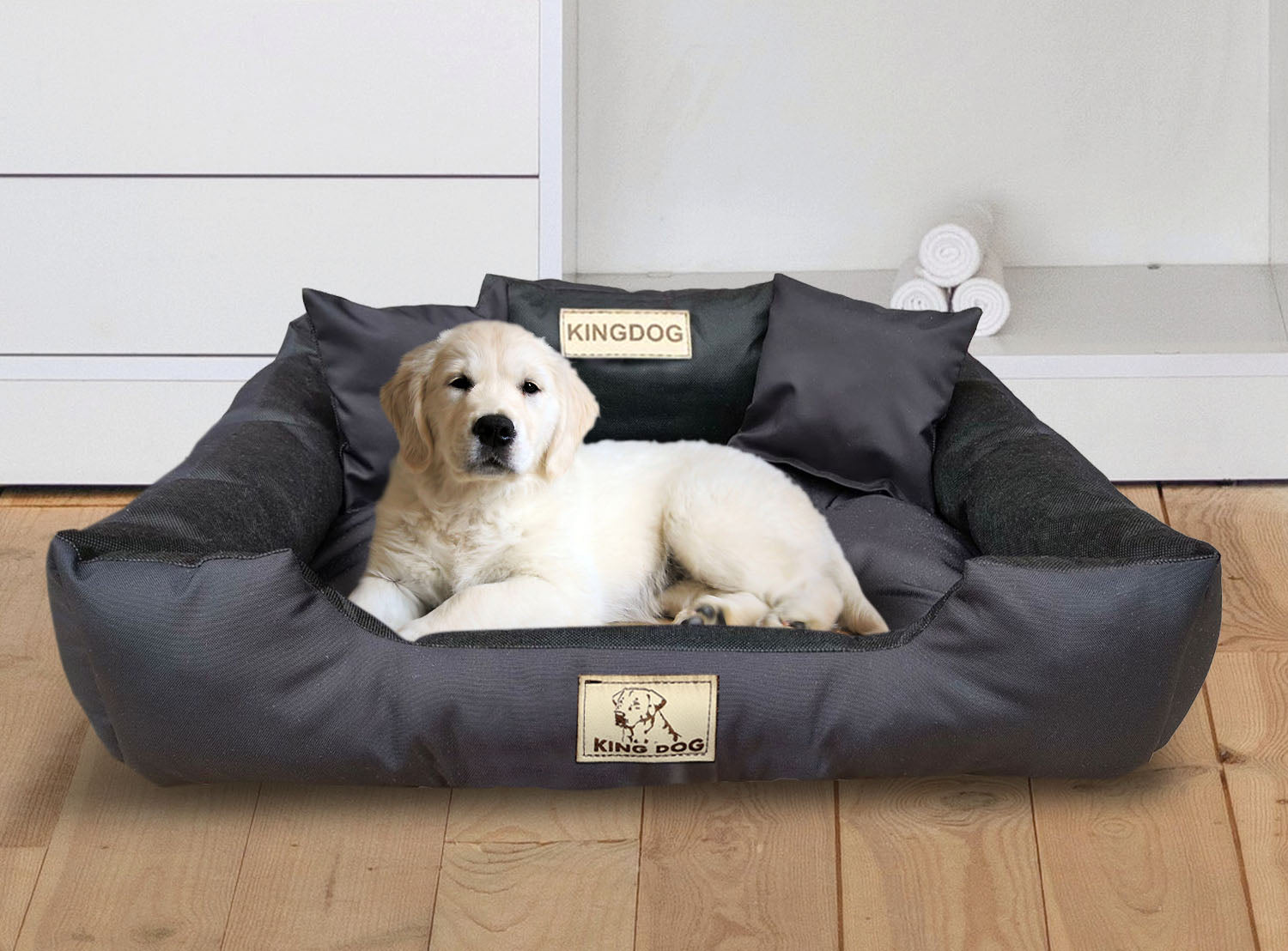AIO FACTORY 100x75 cm KINGDOG Cuccia per cani impermeabile personalizzabile Nero