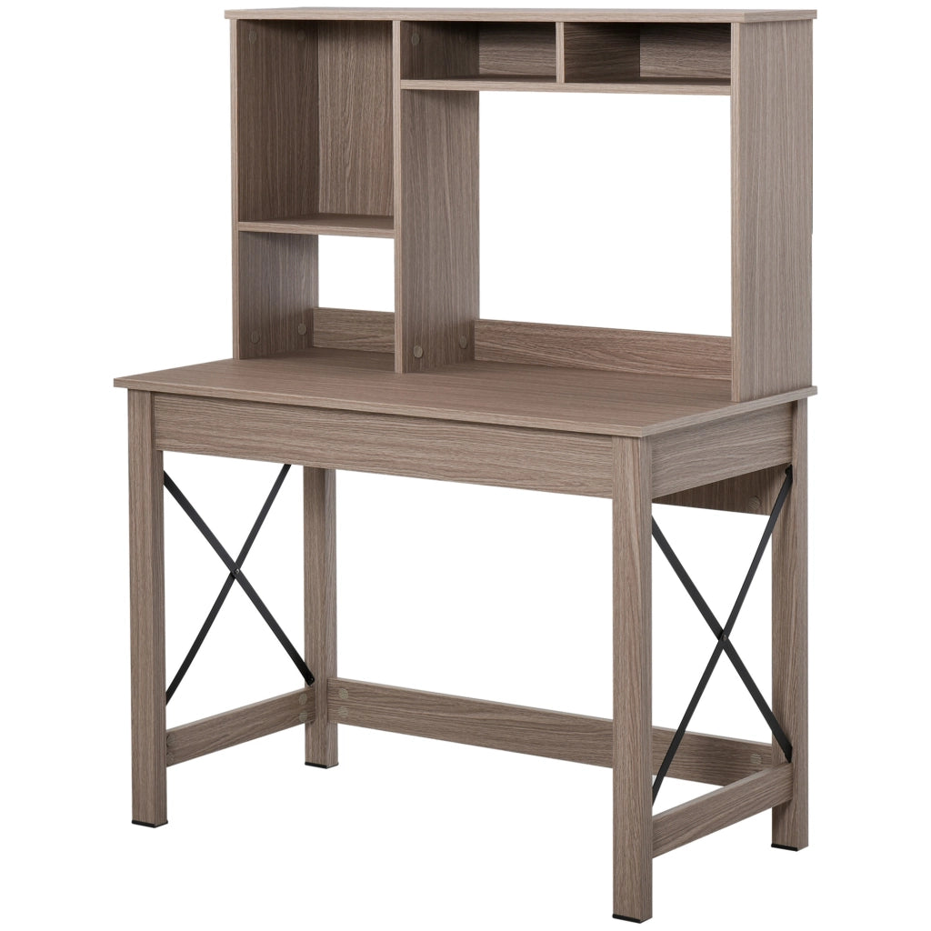 Scrivania con libreria ¨C zephmum ¨C legno, marrone chiaro, 105x50x137.5 cm