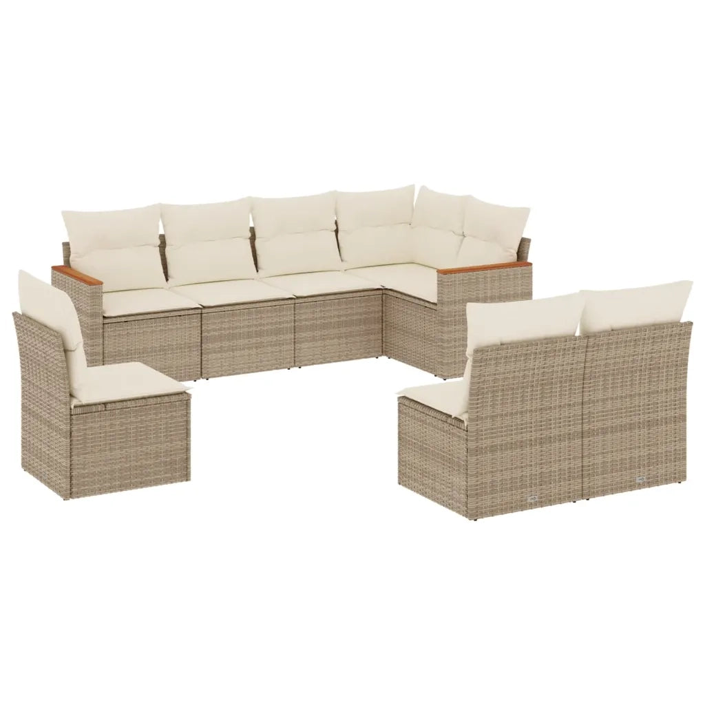 Set Divano da Giardino 8 pz con Cuscini Beige in Polyrattan 3258446
