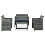 Set Divani da Giardino 4 pz con Cuscini in Polyrattan Grigio