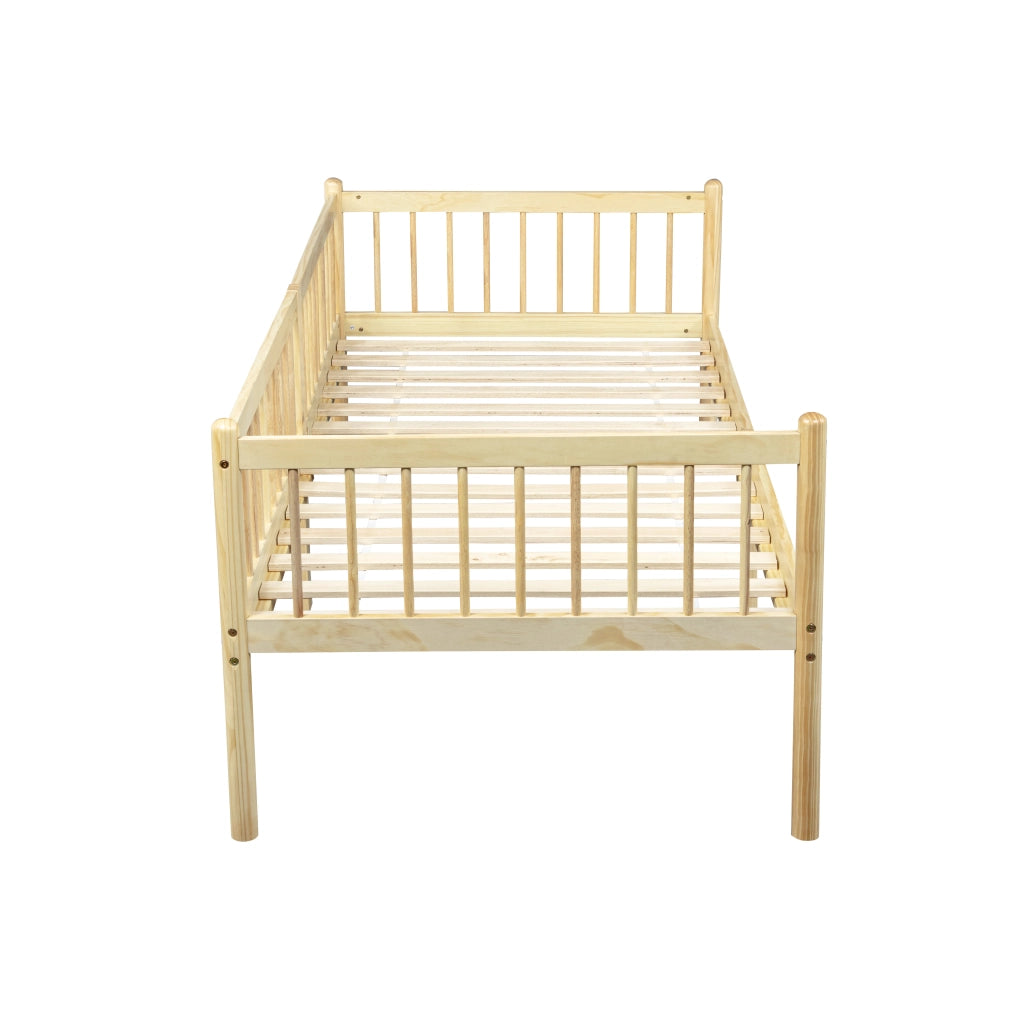 LETTO A GIORNO 90x200 cm in legno di pino naturale con sponde laterali