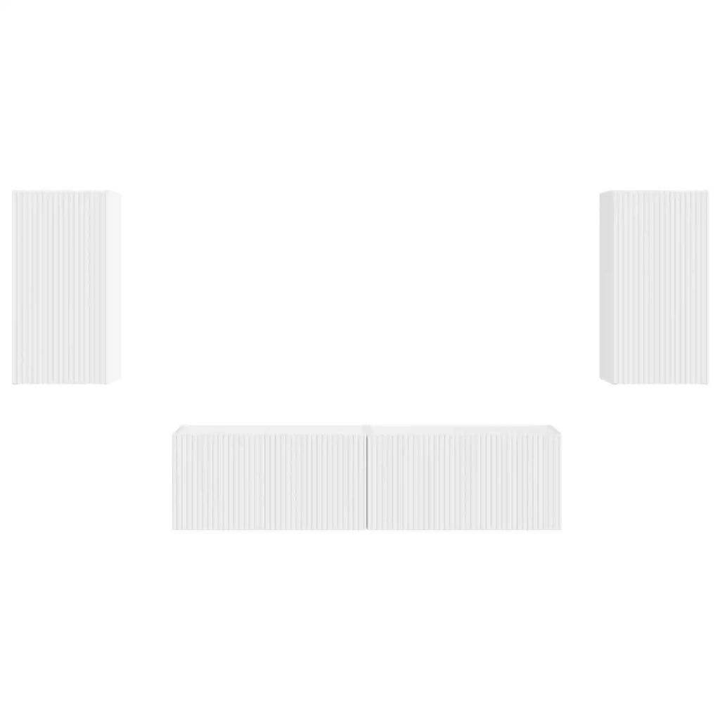 Set mobile TV 4 pz-Credenza per TV Bianco Legno multistrato 137370