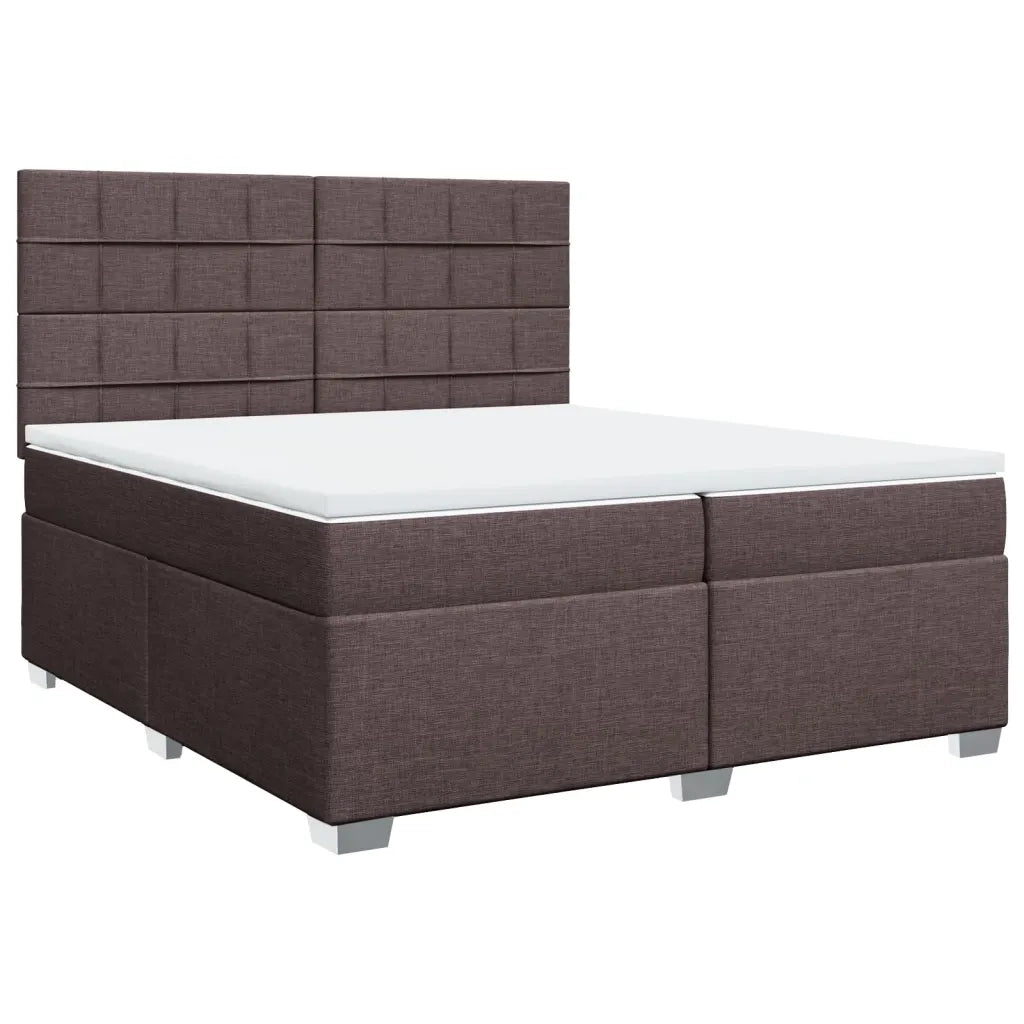 Giroletto a Molle con Materasso Marrone Scuro 200x200cm Tessuto