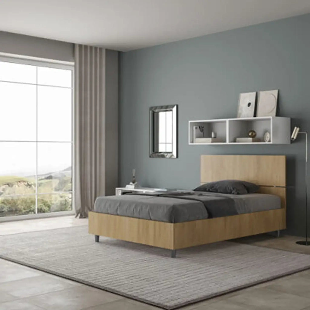Letto una piazza e mezza senza rete 120x190 testata dritta quercia Demas