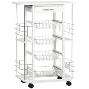 Carrello da Cucina con Ripiani e Cassetto Piano di Lavoro in Ceramica 57x37x83 cm