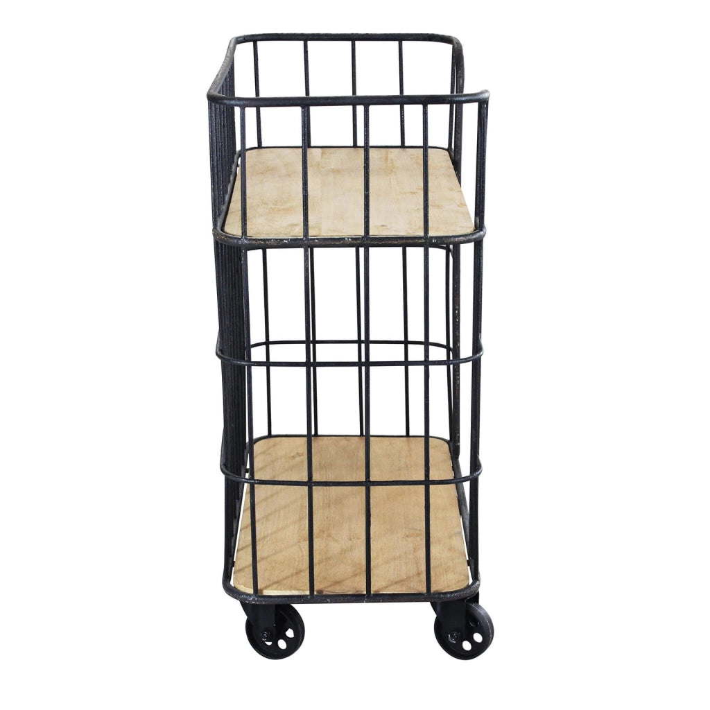 Scaffale Industrial con ruote in Legno Metallo cm 72x39x87 - DALLAS