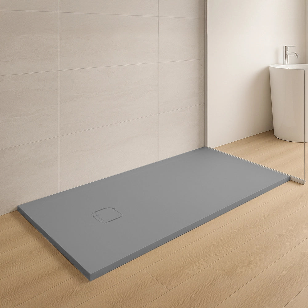 Piatto doccia 100x160cm in resina cemento con griglia in acciaio inox Harmony