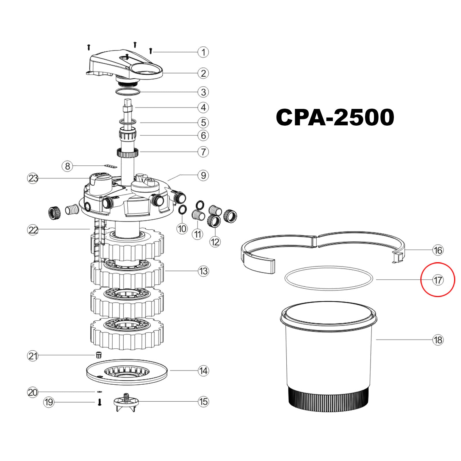 Filtro a pressione CPF-2500 Pezzo di ricambio Contenitore filtro Laghetto