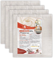 Tessuti di cotone muslin per cucina, tovaglie per formaggio, cottura e filtraggio, 50 x 50 cm, classe 90 - senza pelucchi, 100% cotone non sbiancato, tessuto riciclabile (4 pezzi)
