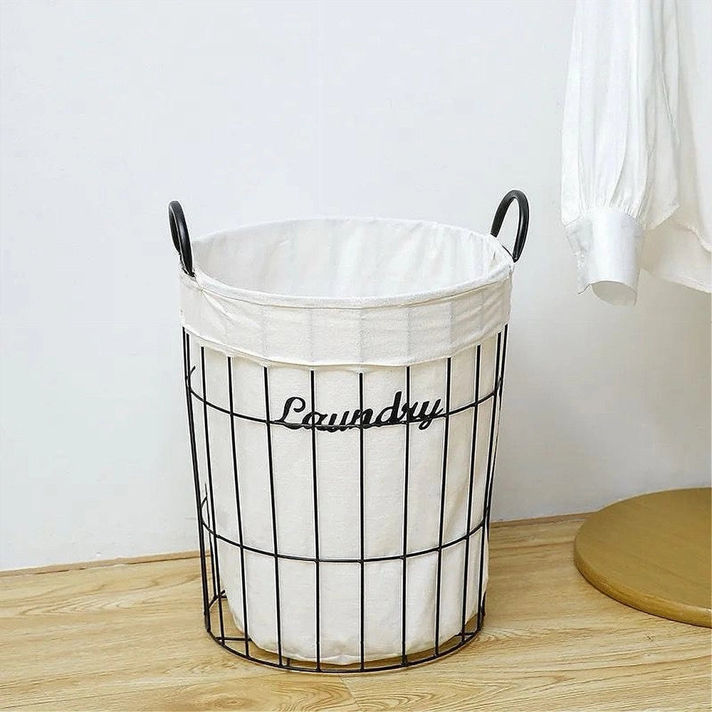 Trade Shop - Cesto Contenitore Porta Biancheria Tessuto Con Struttura In Metallo Bagno 10629 -