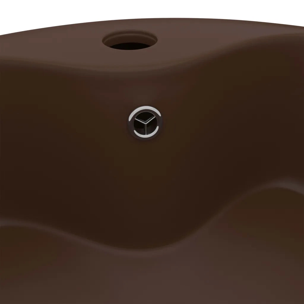 Lavandino con Troppopieno-Lavabo-Lavello Marrone Scuro Opaco 36x13 cm Ceramica