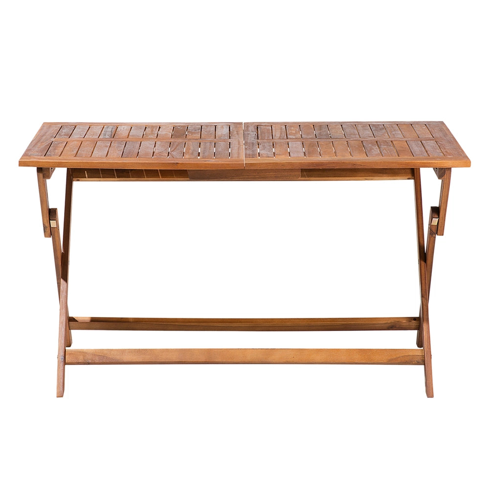 Tavolo da pranzo da giardino in legno di acacia scuro 140 x 75 cm pieghevole da esterno a 6 posti rettangolare