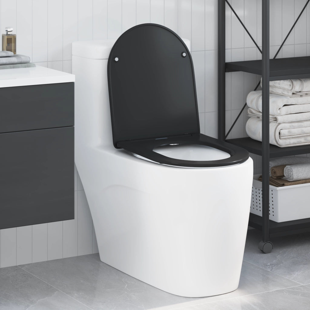 Seggiolino per Toilette a Rilascio Rapido con Chiusura Morbida - Duroplast, Nero