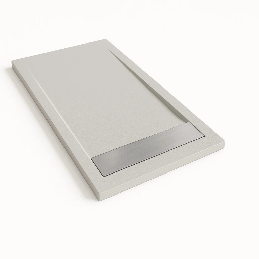 Piatto doccia Bidai con bordo 80X100 cm colore Grigio chiaro RAL 7035 griglia in Acciaio