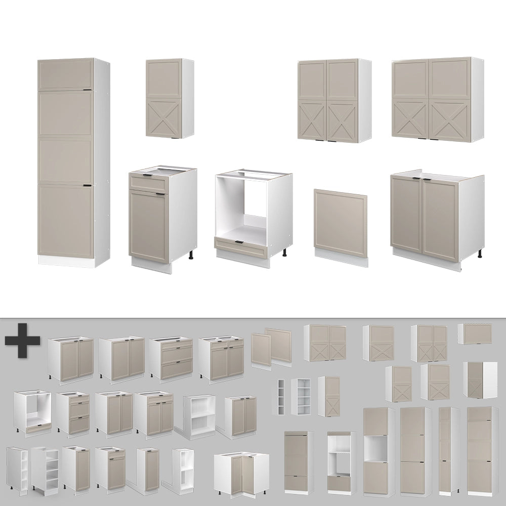 Vicco Cucina componibile Grigio/beige/bianco 300 cm senza piano di lavoro