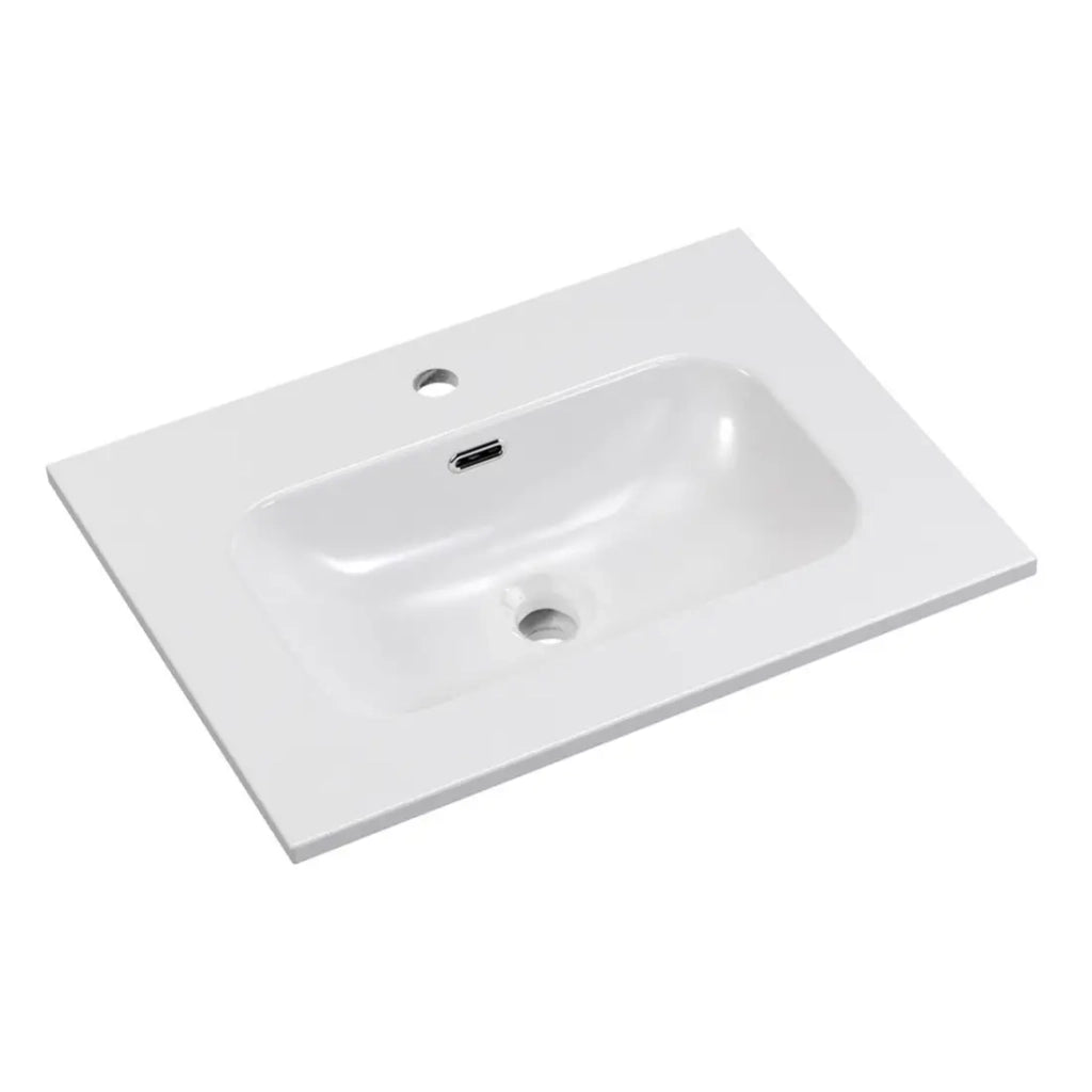 Lavabo da incasso LARGO 60 cm in ceramica bianca lucida