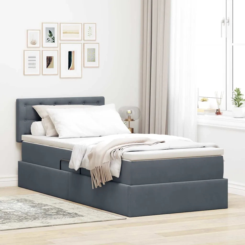 Letto con Contenitore Grigio scuro 100 x 200 cm Velluto