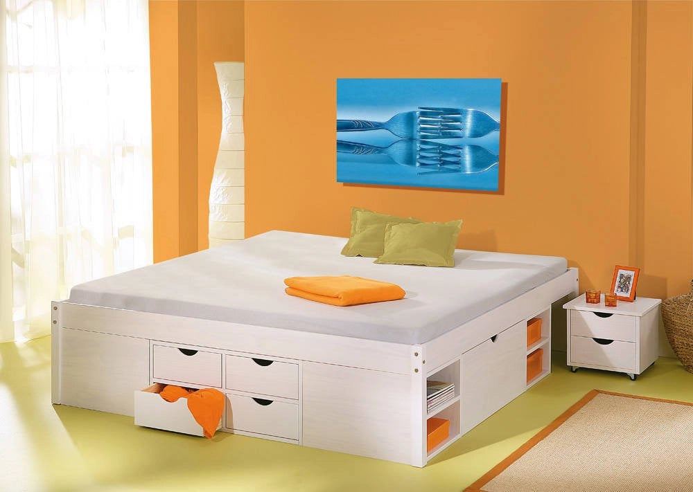 Letto Matrimoniale Faraldi, Letto Matrimoniale Contenitore, Bianco