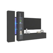 Mobile Soggiorno Arin, Parete Attrezzata 13 Ripiani Made in Italy, 280x30x180h cm Nero Antracite