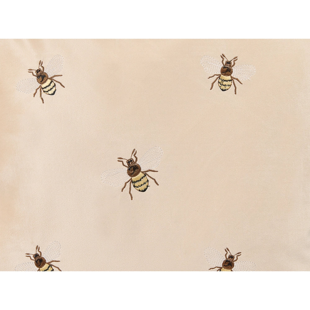 Set di 2 cuscini decorativi in velluto beige 45 x 45 cm motivo con ape soggiorno camera da letto