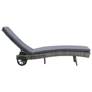 Lettino Prendisole con Cuscino e Ruote in Polyrattan Antracite 47753
