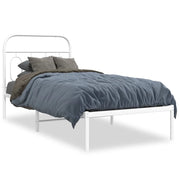 Letto singolo | Letto per adulti | Giroletto con Testiera Metallo Bianco 90x190 cm