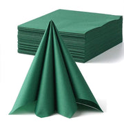 50 serviette di carta per la tavola grande, lussuose, in lino, colore verde scuro, per matrimoni e feste di Natale