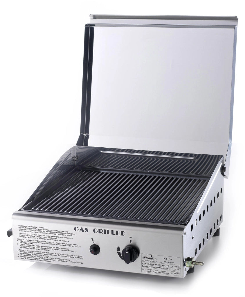 Piastra di Cottura in Ghisa a Gas GPL e Metano Ompagrill Plancha Single 4043 Cover/M