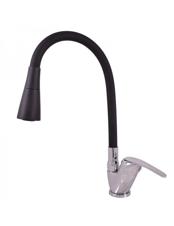 Miscelatore flessibile per lavello SAZAVA in memory foam in ottone cromato nero