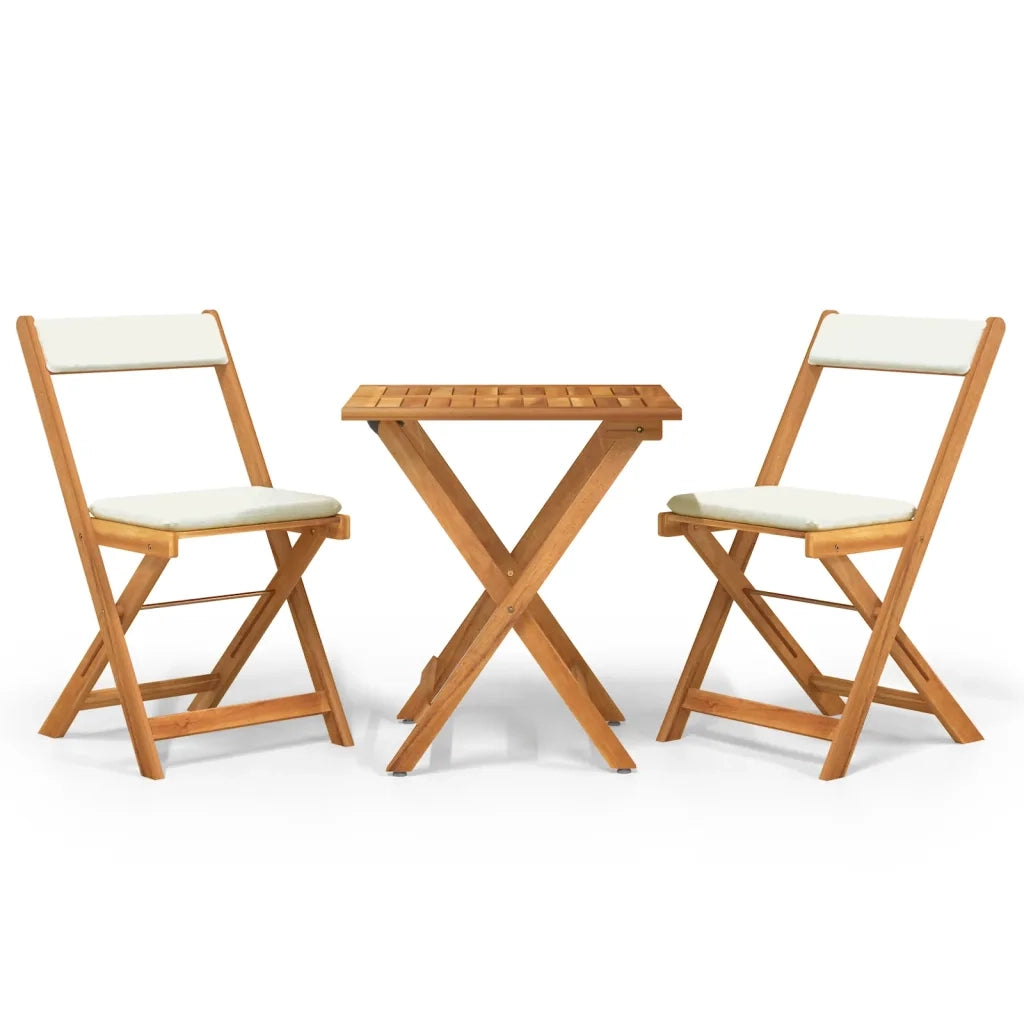 Set da Bistrò Pieghevole 3pz con Cuscini Legno Massello Acacia 319704