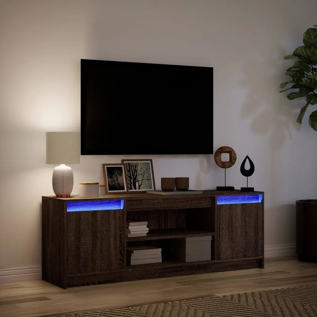 Mobile Porta TV con LED Rovere Marrone 139,5x34x50cm Truciolato