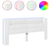 Testiera con Contenitore a LED-Testata del letto Bianca 220x16,5x103,5 cm