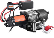 Lier elettrico 12 V, 2048 kg di carico, cavo in acciaio 6,35 mm x 12,7 mm, IP55, laccio ATV-UTV con comando a distanza wireless e guida cavo 4 vie per il traino di Jeep e SUV.